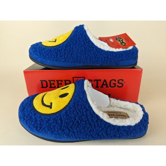 DEER STAGS Smiley Slippers Mens 9 M Blue Memory Foam Indoor Outdoor Shoes NWB - Picture 4 of 16